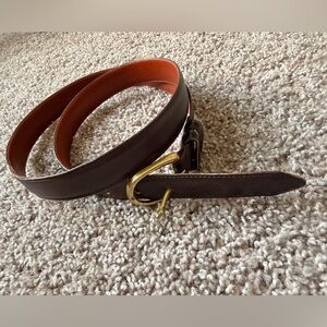 Coach Leather Belt with Gold Buckle in Mocha Size 38”